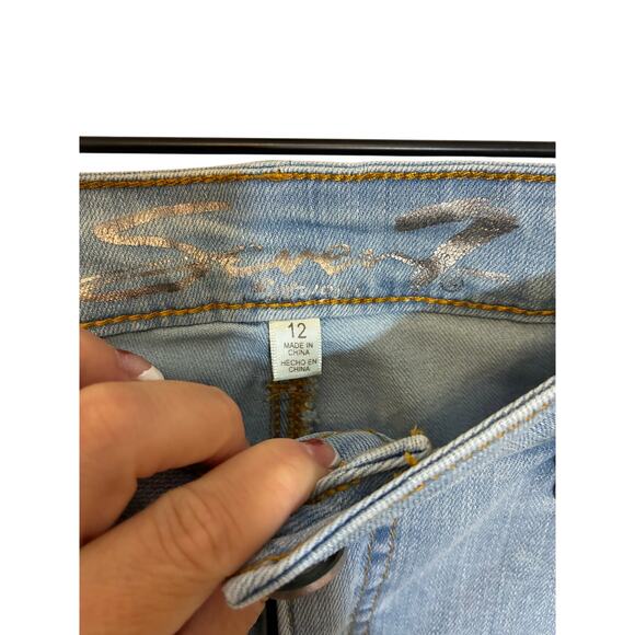 Seven7 Coulotte Release Hem Cropped Jeans Relaxed Barrel Light Wash Denimcore 12 - Picture 3 of 5